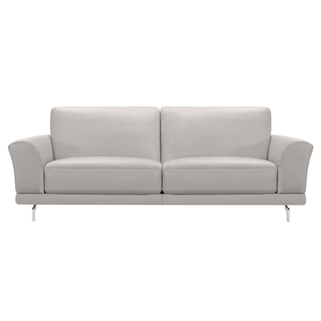 Armen Living Everly Contemporary Sofa in Genuine Dove Gray Leather with Brushed Stainless Steel Legs LCEV3GR
